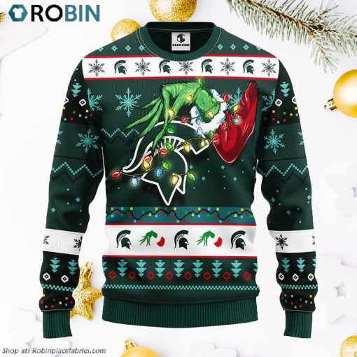 Michigan State Spartans Grinch Ugly Christmas Sweater