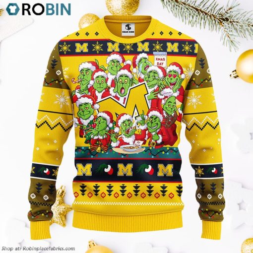 Michigan Wolverines 12 Grinch Xmas Day Ugly Christmas Sweater