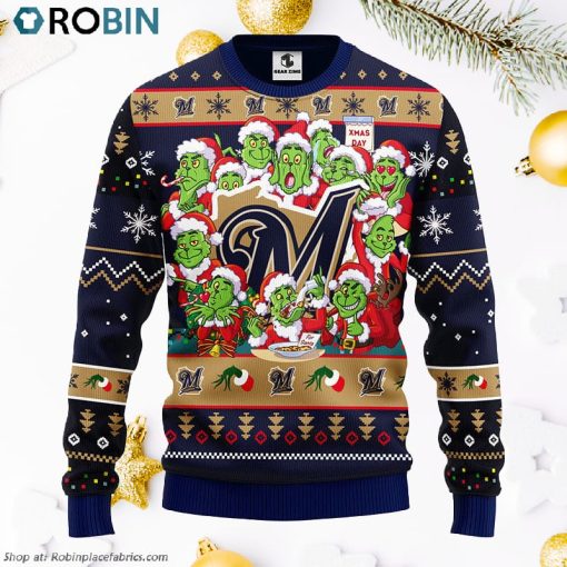 Milwaukee Brewers 12 Grinch Xmas Day Ugly Christmas Sweater
