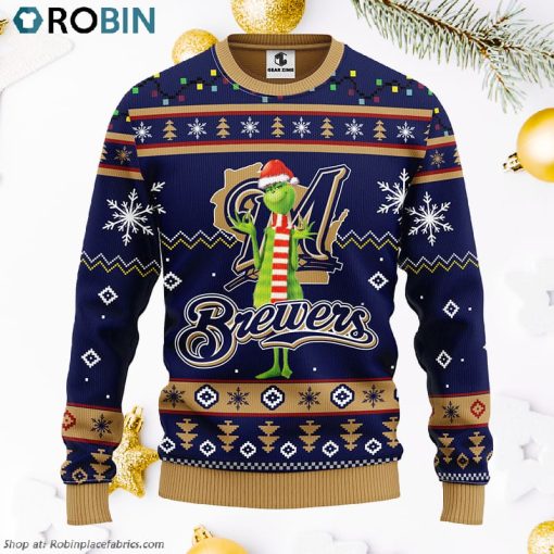 Milwaukee Brewers Funny Grinch Ugly Christmas Sweater