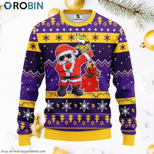 Minnesota Vikings Dabbing Santa Claus Ugly Christmas Sweater, Christmas Gifts Ideas