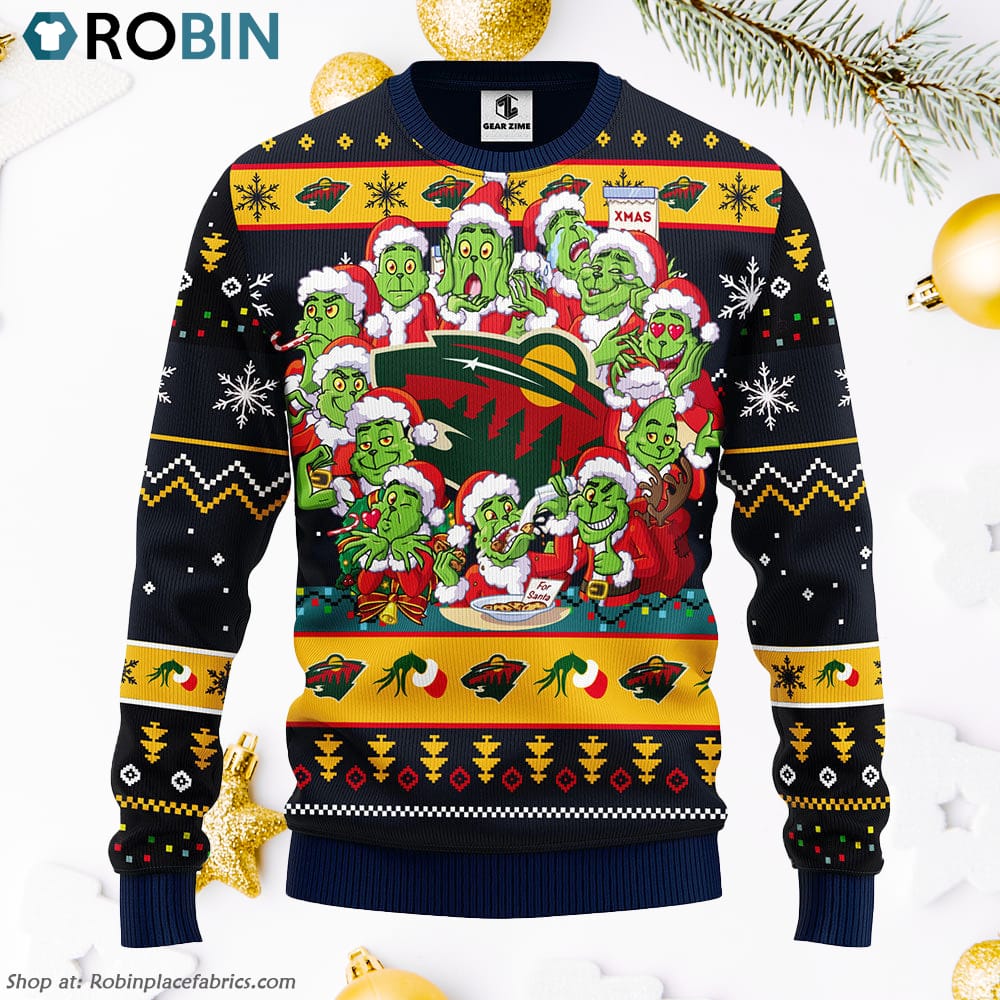 Minnesota Wild 12 Grinch Xmas Day Ugly Christmas Sweater, Christmas ...