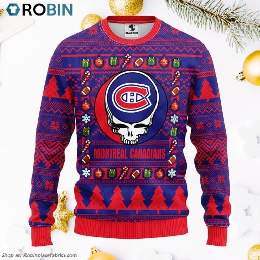 Montreal Canadians Grateful Dead Ugly Christmas Fleece Sweater, Christmas Gifts Ideas