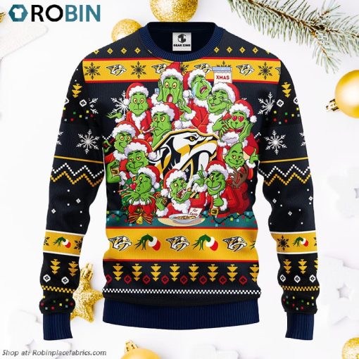 Nashville Predators 12 Grinch Xmas Day Ugly Christmas Sweater, Christmas Gifts Ideas