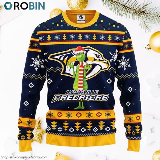 Nashville Predators Funny Grinch Ugly Christmas Sweater, Christmas Gifts Ideas