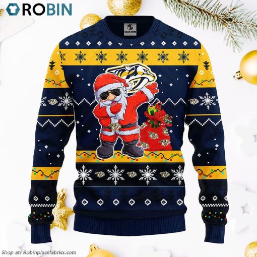 Nashville Predators Dabbing Santa Claus Ugly Christmas Sweater