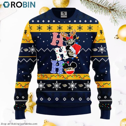 Nashville Predators Hohoho Mickey Ugly Christmas Sweater