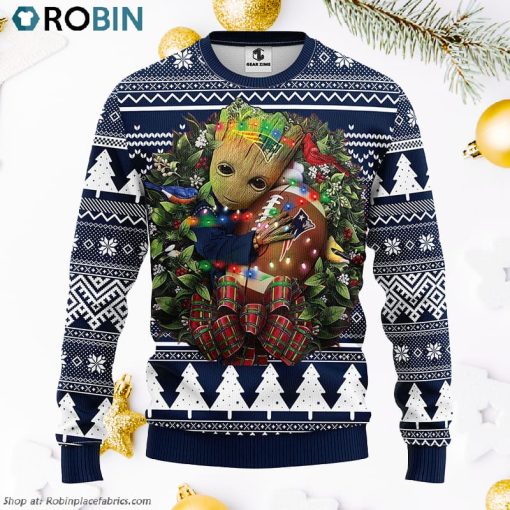 New England Patriots Groot Hug Ugly Christmas Sweater