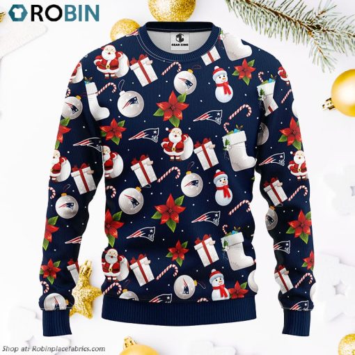 New England Patriots Santa Claus Snowman Ugly Christmas Sweater