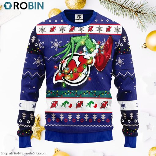 New Jersey Devils Grinch Ugly Christmas Sweater, Christmas Gifts Ideas