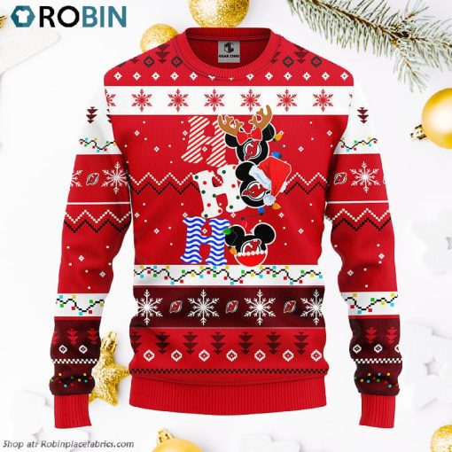 New Jersey Devils Hohoho Mickey Ugly Christmas Sweater