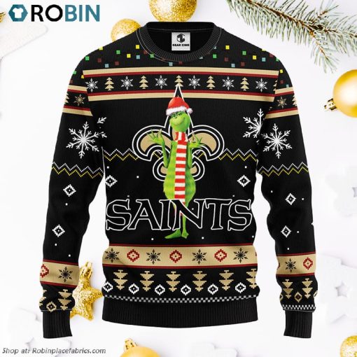 New Orleans Saints Funny Grinch Ugly Christmas Sweater, Christmas Gifts Ideas