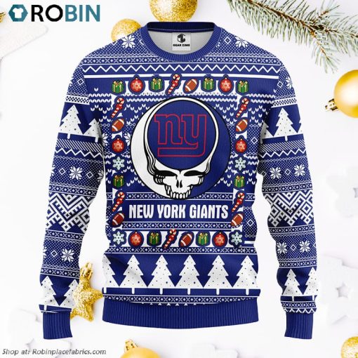 New York Giants Grateful Dead Ugly Christmas Fleece Sweater, Christmas Gifts Ideas