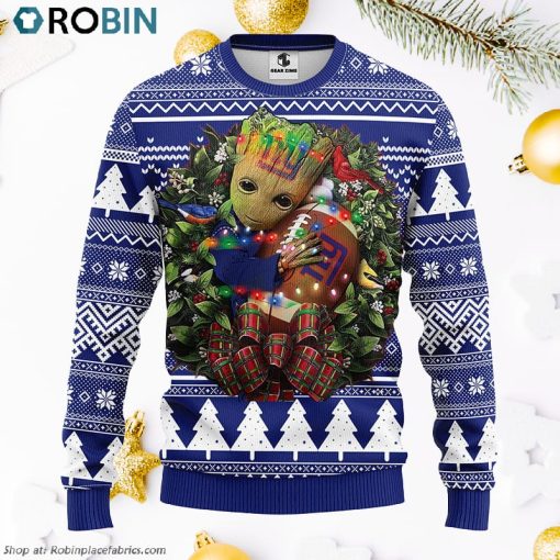New York Giants Groot Hug Ugly Christmas Sweater
