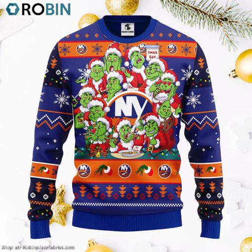 New York Islanders 12 Grinch Xmas Day Ugly Christmas Sweater, Christmas Gifts Ideas