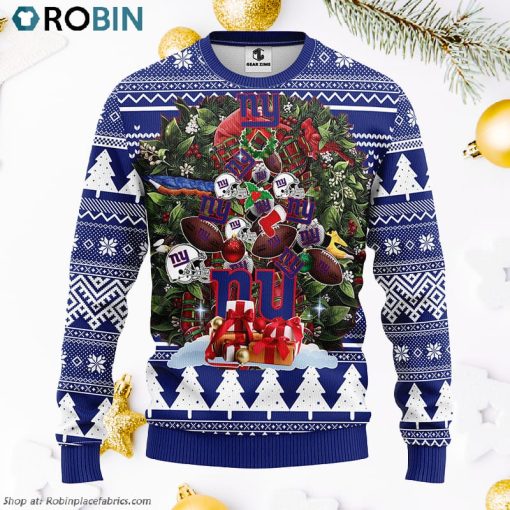 New York Giants Tree Ugly Christmas Fleece Sweater