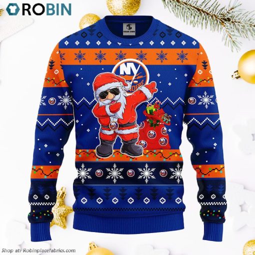 New York Islanders Dabbing Santa Claus Ugly Christmas Sweater