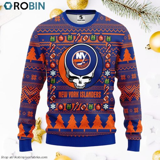 New York Islanders Grateful Dead Ugly Christmas Fleece Sweater