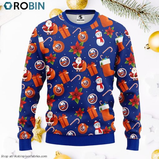New York Islanders Santa Claus Snowman Ugly Christmas Sweater