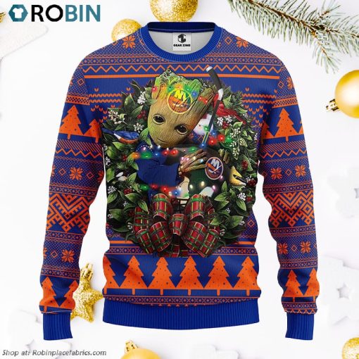 New York Islanders Groot Hug Ugly Christmas Sweater