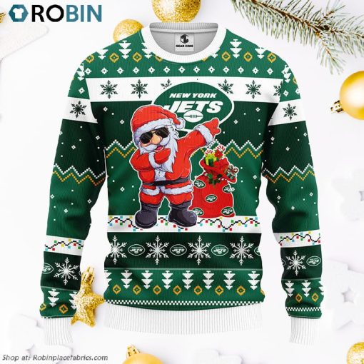 New York Jets Dabbing Santa Claus Ugly Christmas Sweater