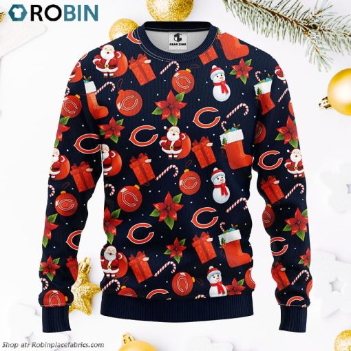 Chicago Bears Santa Claus Snowman Ugly Christmas Sweater