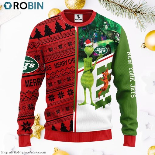 New York Jets Grinch & Scooby-Doo Ugly Christmas Sweater