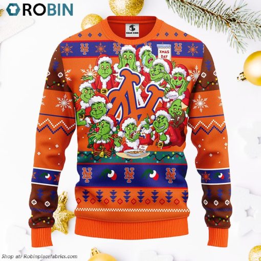 New York Mets 12 Grinch Xmas Day Ugly Christmas Sweater, Christmas Gifts Ideas