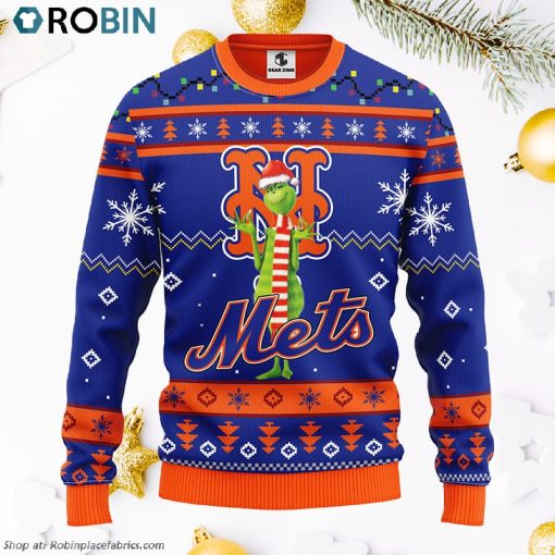 New York Mets Funny Grinch Ugly Christmas Sweater, Christmas Gifts Ideas