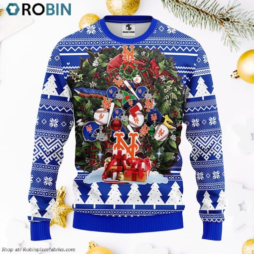 New York Mets Tree Ugly Christmas Fleece Sweater, Christmas Gifts Ideas