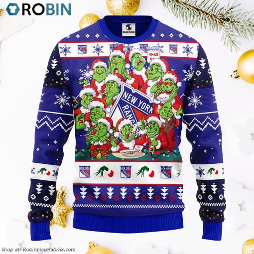 New York Rangers 12 Grinch Xmas Day Ugly Christmas Sweater