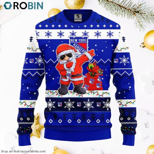 New York Rangers Dabbing Santa Claus Ugly Christmas Sweater