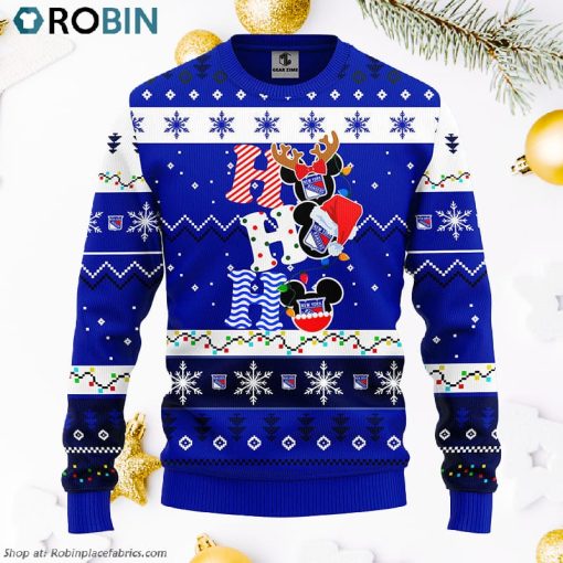 New York Rangers Hohoho Mickey Ugly Christmas Sweater