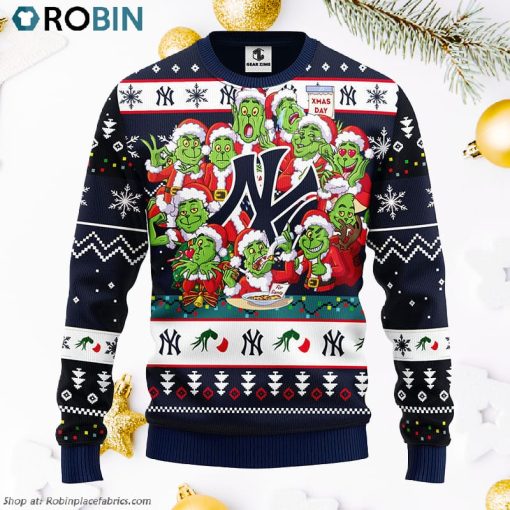 New York Yankees 12 Grinch Xmas Day Ugly Christmas Sweater, Christmas Gifts Ideas