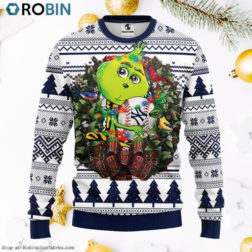 New York Yankees Grinch Hug Ugly Christmas Sweater
