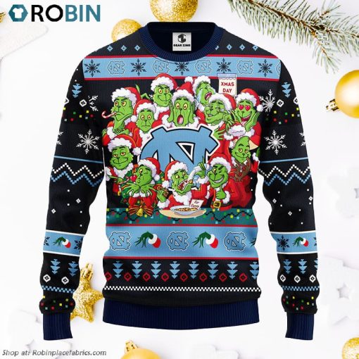 North Carolina Tar Heels 12 Grinch Xmas Day Ugly Christmas Sweater