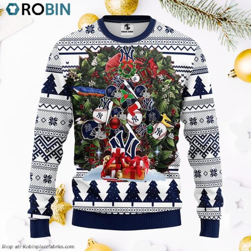 New York Yankees Tree Ugly Christmas Fleece Sweater
