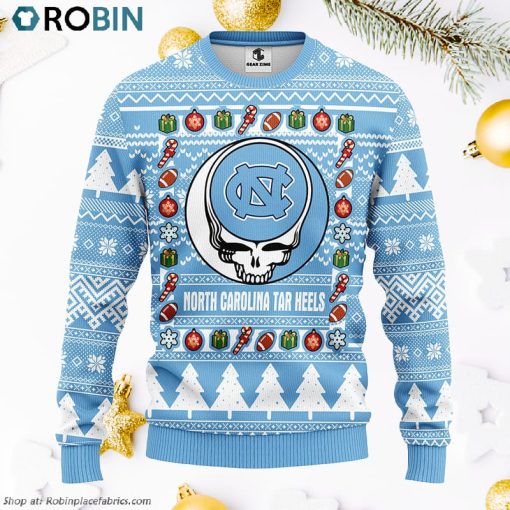 North Carolina Tar Heels Grateful Dead Ugly Christmas Fleece Sweater