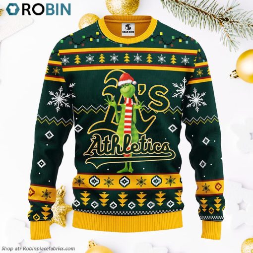 Oakland Athletics Funny Grinch Ugly Christmas Sweater, Christmas Gifts Ideas