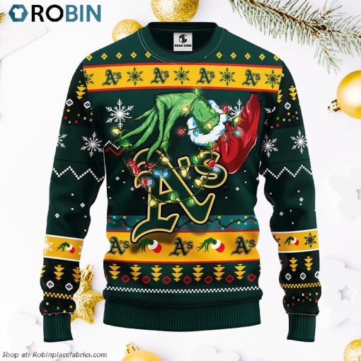 Oakland Athletics Grinch Ugly Christmas Sweater, Christmas Gifts Ideas