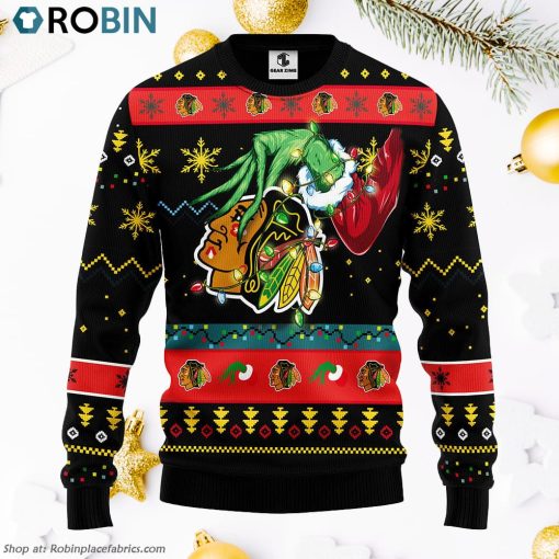 Chicago Blackhawks Grinch Ugly Christmas Sweater, Christmas Gifts Ideas
