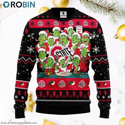 Ohio State Buckeyes 12 Grinch Xmas Day Ugly Christmas Sweater, Christmas Gifts Ideas