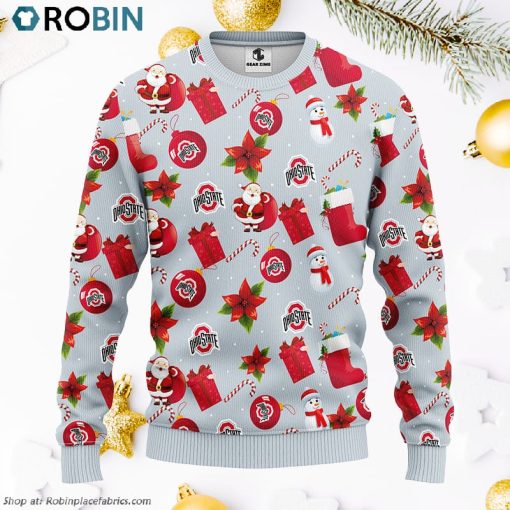 Ohio State Buckeyes Santa Claus Snowman Ugly Christmas Sweater