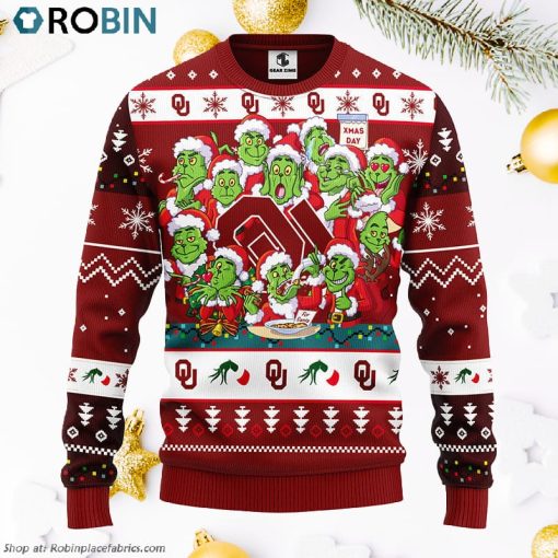 Oklahoma Sooners 12 Grinch Xmas Day Ugly Christmas Sweater, Christmas Gifts Ideas