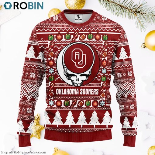 Oklahoma Sooners Grateful Dead Ugly Christmas Fleece Sweater, Christmas Gifts Ideas