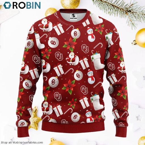 Oklahoma Sooners Santa Claus Snowman Ugly Christmas Sweater, Christmas Gifts Ideas