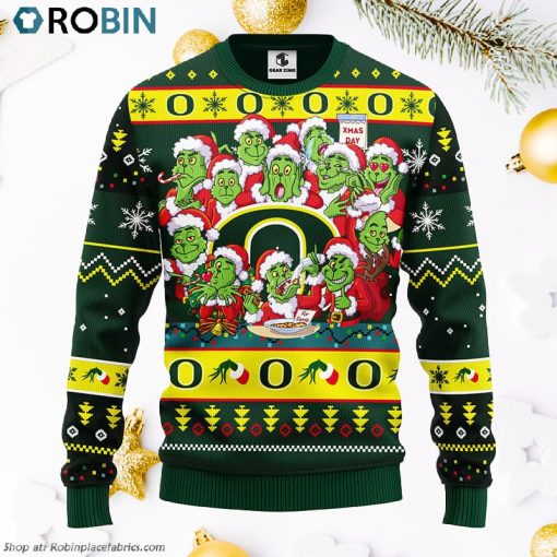 Oregon Ducks 12 Grinch Xmas Day Ugly Christmas Sweater, Christmas Gifts Ideas