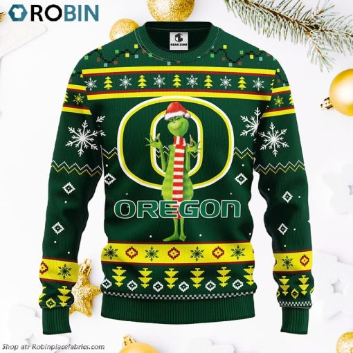 Oregon Ducks Funny Grinch Ugly Christmas Sweater