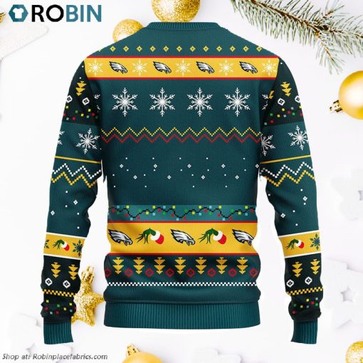 Philadelphia Eagles 12 Grinch Xmas Day Ugly Christmas Sweater