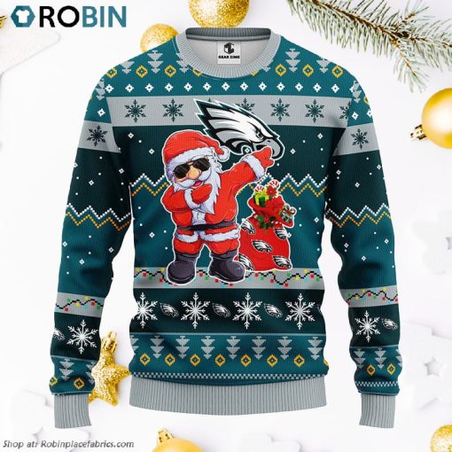 Philadelphia Eagles Dabbing Santa Claus Ugly Christmas Sweater